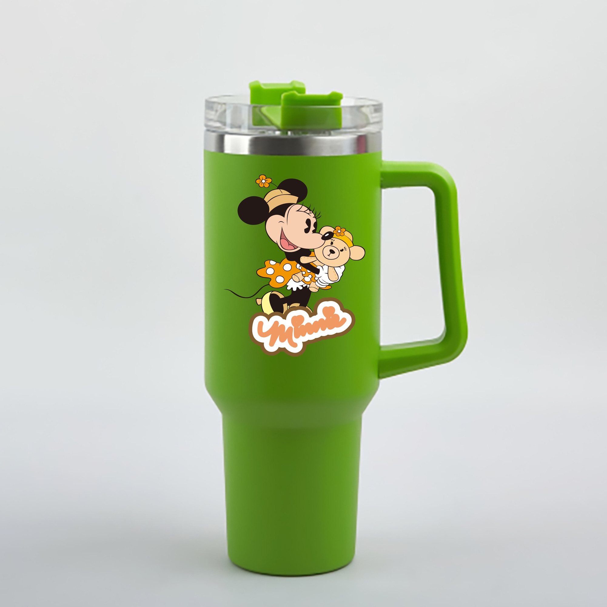 （画像用） ミッキーマウス Mickey Mouse 1200mL車用タンブラー - クリスタルステッカー（プラスチックストロー付き）